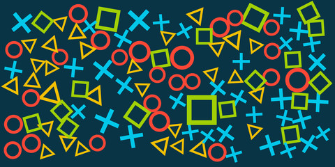 Game background with gamepad and graphic elements. Joystick sign. Outline design vector illustration. © Salman
