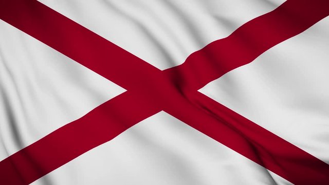 alabama flag is waving 3D animation. Alabama state flag waving in the wind.  flag seamless loop animation. 4K