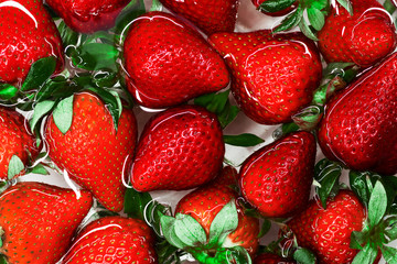 Beautiful juicy ripe strawberries. Berries closeup. background