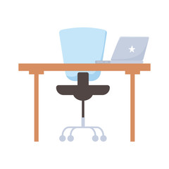 Isolated office chair desk and laptop vector design