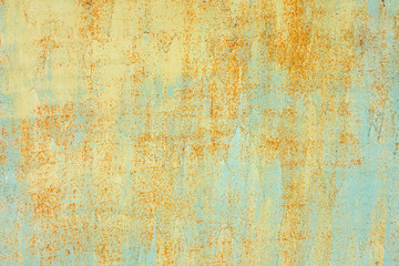 Rusty green sheet of metal. Creative vintage background.