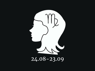 Virgo. Vector illustration of the astrological sign of Aquarius. Zodiac. Horoscope Minimalism, classic color, black and white