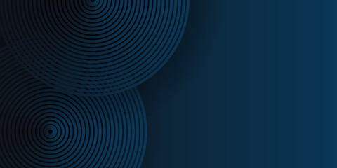 3D dark navy blue dynamic cirlce contour abstract vector background with circle lines. 3D cover of business presentation banner for sale event night party. 3D layered spiral circle shadow effect