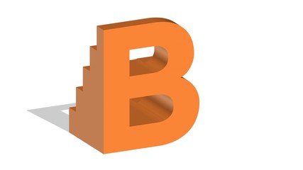 3D ENGLISH ALPHABET MADE OF TERRACE ORANGE BLOCKS : B