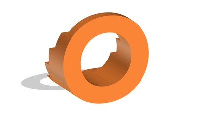 3D ENGLISH ALPHABET MADE OF TERRACE ORANGE BLOCKS : O