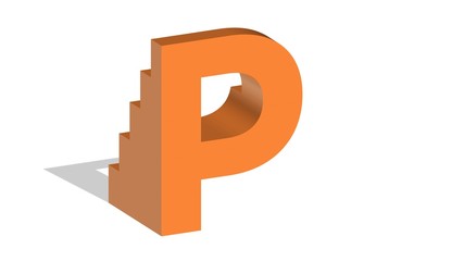 3D ENGLISH ALPHABET MADE OF TERRACE ORANGE BLOCKS : P
