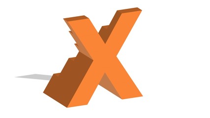 Obraz premium 3D ENGLISH ALPHABET MADE OF TERRACE ORANGE BLOCKS : X