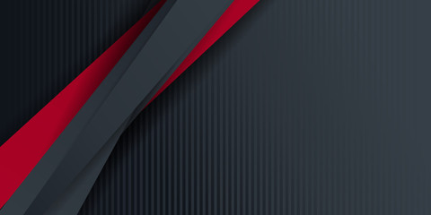 3D Vector design trendy and technology concept. Fame border dimension by carbon fiber texture shiny red black and copy space on darkness background, Abstract technology template for presentation