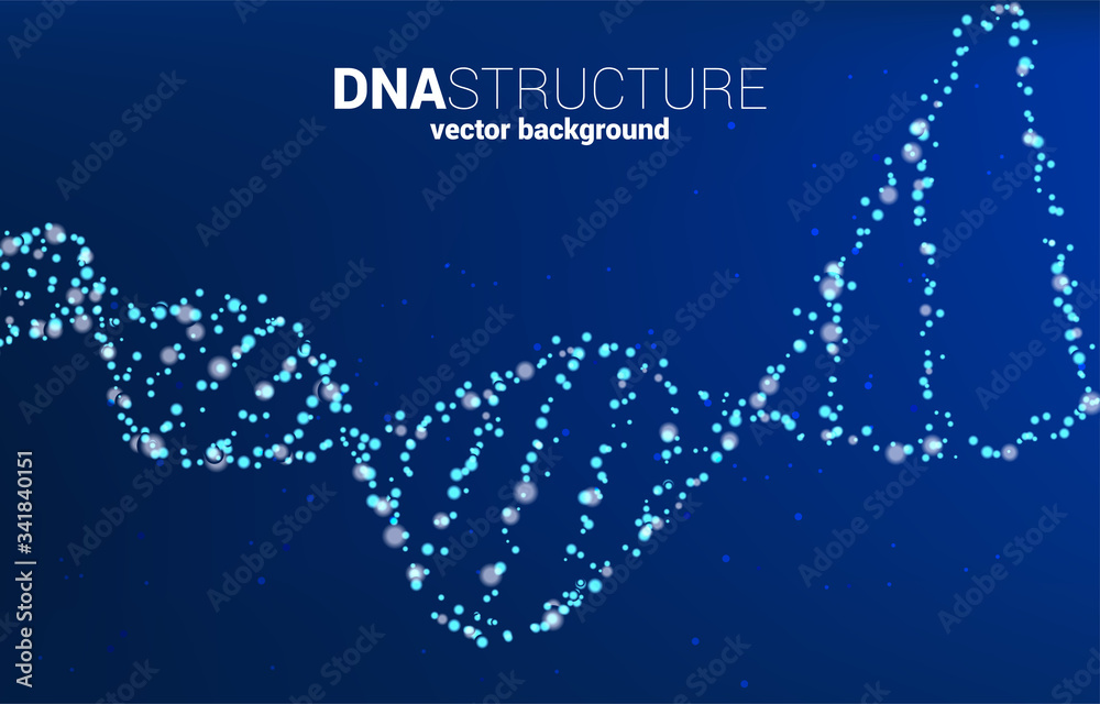 Poster vector DNA genetic structure from dot random. background concept for biotechnology and biology scientific.