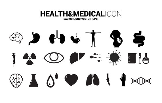 Health and medical icon vector set. Element for body part and organ.