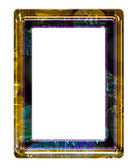 Photo frame 6x4 ratio in yellow gold and purple isolated on a white background