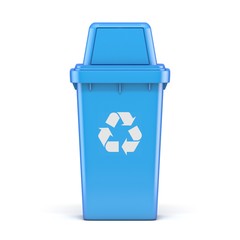 Blue plastic recycle bin 3D