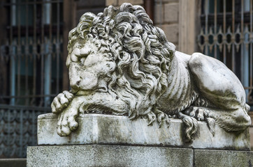 Sculpture of lion Castle Moszna, Poland