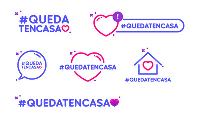 Insignias vectoriales quédate en casa de cuarentena para prevenir coronavirus