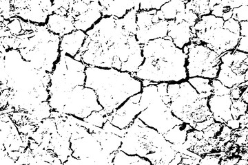 Distressed overlay texture of rough surface, dry soil, cracked ground. Grunge background. One color graphic resource.