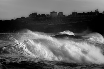 Fototapeta na wymiar Black and white photo of wave, Sydney Australia