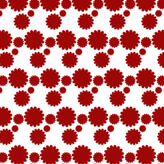 Patrón con flores rojas y fondo blanco