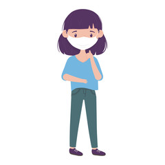 Isolated woman with mask vector design