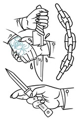 hand holding a sword