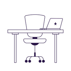 Isolated office chair desk and laptop vector design