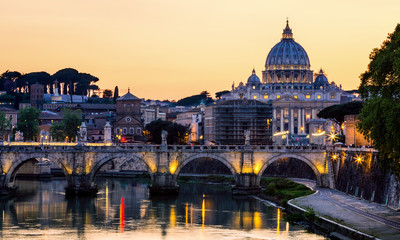 Fototapeta na wymiar Vatican city. St Peter's Basilica. Panoramic view of Rome and St. Peter's Basilica, Italy
