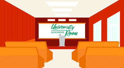 Empty school class room with podium. Flat Vector Illustration. Web vector illustration. Vector Background. Suitable for web design, brochure, flyer or poster.