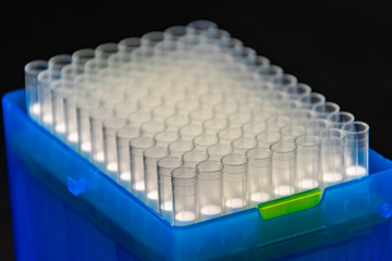Closeup of box of pipette tips