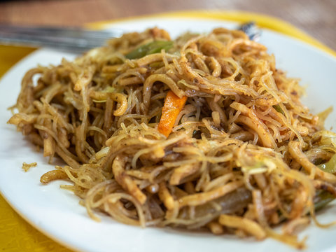 Delicious asian street food in the philippines island of coron including PANCIT