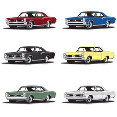 Obraz na płótnie Canvas 1960's Era Classic Muscle Car in multiple colors