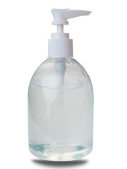 Hand sanitizer white gel alcohol on white background. (clipping path)