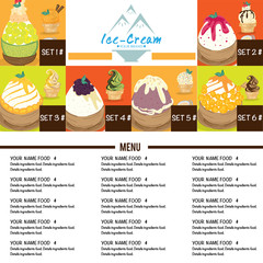 Obraz premium menu template Ice cream dessert restaurant brand design 