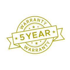 5 year warranty label logo flat icon