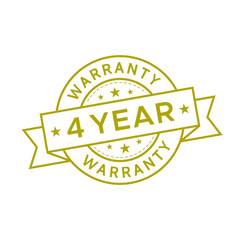 4 year warranty label logo flat icon