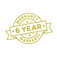 6 year warranty label logo flat icon