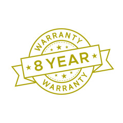 8 year warranty label logo flat icon
