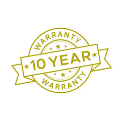 10 year warranty label logo flat icon