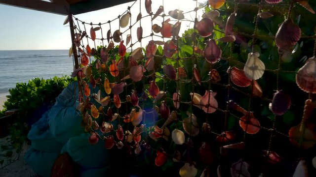 A display made of shells in a tropical paradise