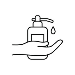 hand and antibacterial gel bottle, line style