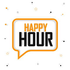 Happy Hour, speech bubble, banner design template, sale tag, vector illustration