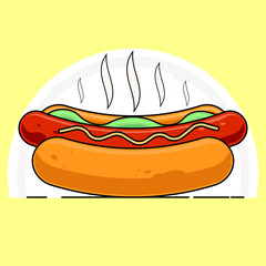 Hot Dog icon, design template, fast food logo, vector illustration