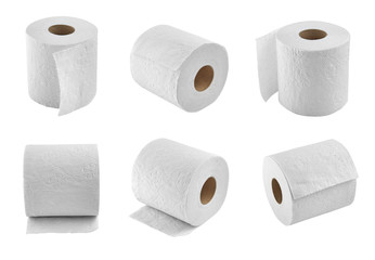 Set of soft toilet paper isolated on white background