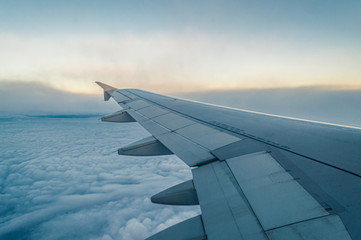 Fototapeta na wymiar view from airplane window wing