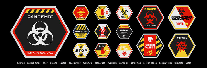 Biohazard hexagonal signs