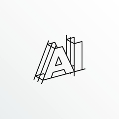 Initial Letter AI with Architecture Graphic Logo Design