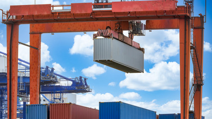 Harbor cargo cranes shipping port equipment, Industrial port crane, Logistics business huge cranes...