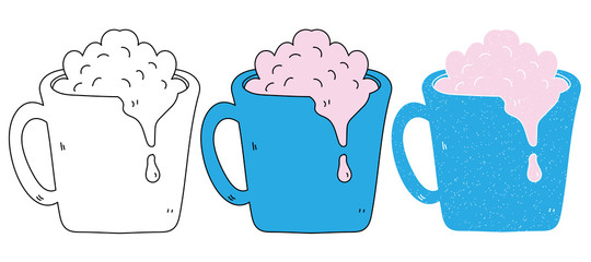 soda milk vector design. black and white. digital hand drawn. grain texture