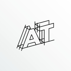 Initial Letter AT with Architecture Graphic Logo Design