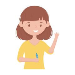School girl with pen vector design