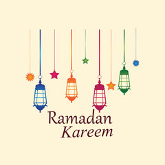 Fototapeta na wymiar Hanging Islamic Lantern Decorative Ramadan Kareem Background