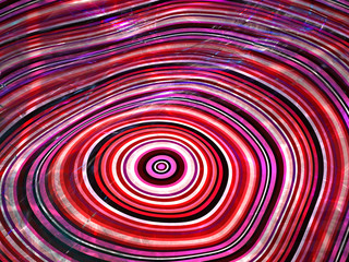 3D Graphic Illustration, Glowing Neon Colored Disc, Abstract Geometric Circular Curved Symmetrical Shapes, Bright Glowing Rings of Light, Background Image Artistic Resource, Ripple Effect